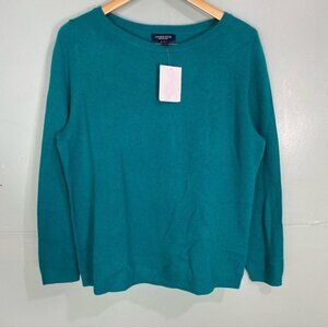 Lands End NWOT 100% Cashmere Green Crew‎ Neck Sweater Sz 14W